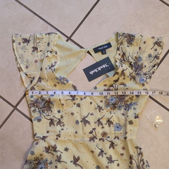 NWT ModCloth Your Flowing Places Maxi Dress Yellow Dragonfly print size 4 - Picture 8 of 12